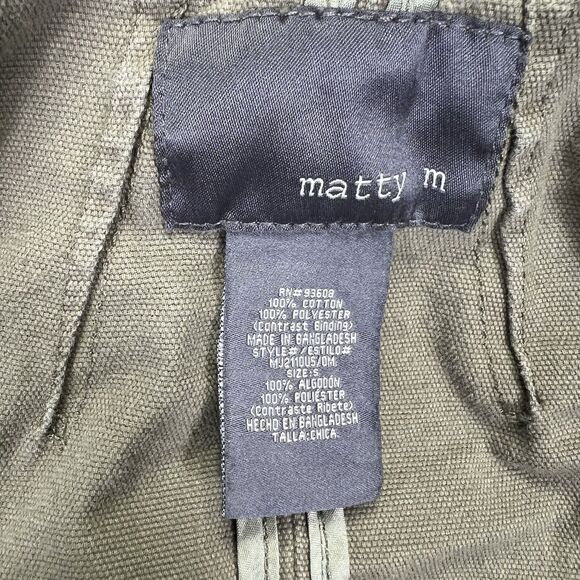 Matty M Womens Utility Field Jacket Green Cotton Size Small Zip Pockets Military - Picture 6 of 11